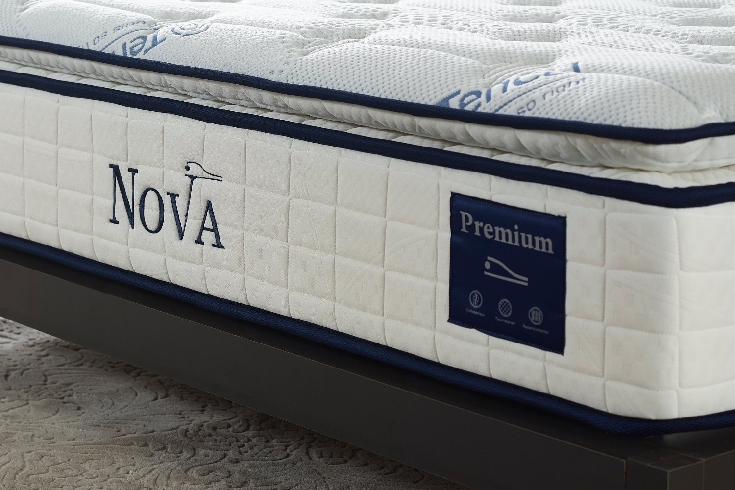 Pack complet Lit coffre Armony Clouté Bianca + Matelas Nova Premium 32cm