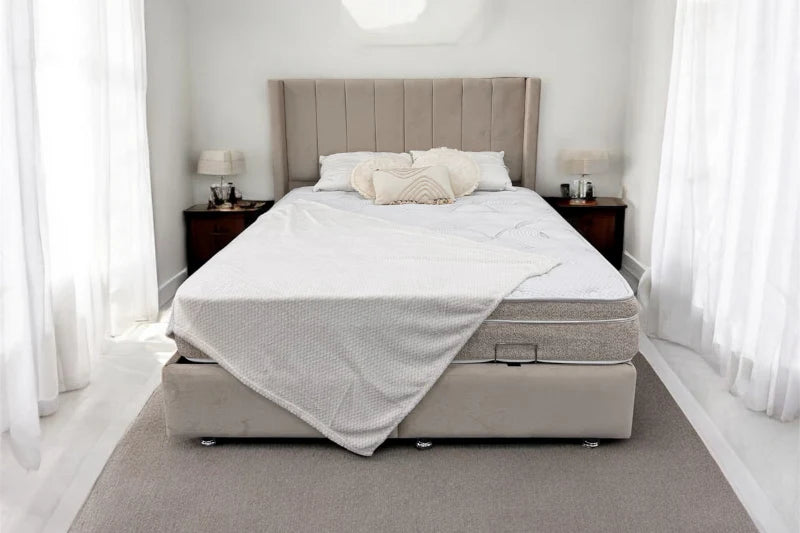 Pack complet Lit coffre Tokyo Beige + Matelas Nova Premium 32cm