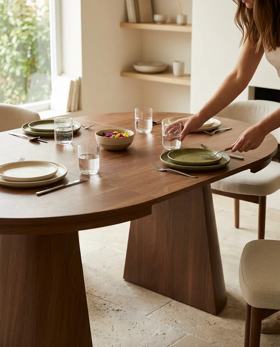 Table à manger Extensible Oriano Noyer 100-140-180cm