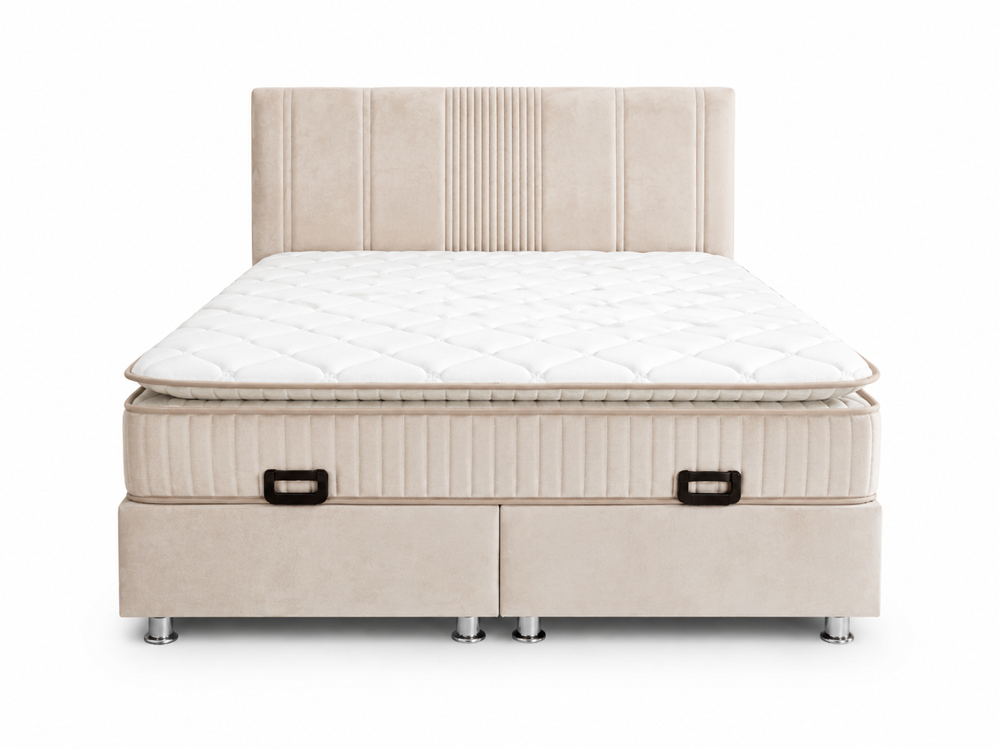 Pack complet Lit coffre Lugano Beige + Matelas 30cm