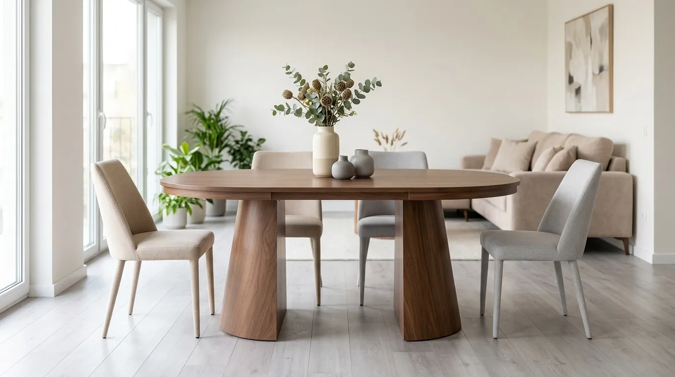 Table à manger Extensible Oriano  Noyer 100-140-180cm