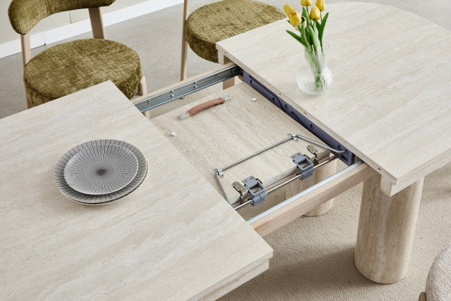 Table à manger Extensible Camélia Travertin  160 - 200 cm