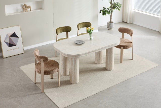 Table à manger Extensible Camélia Travertin  160 - 200 cm